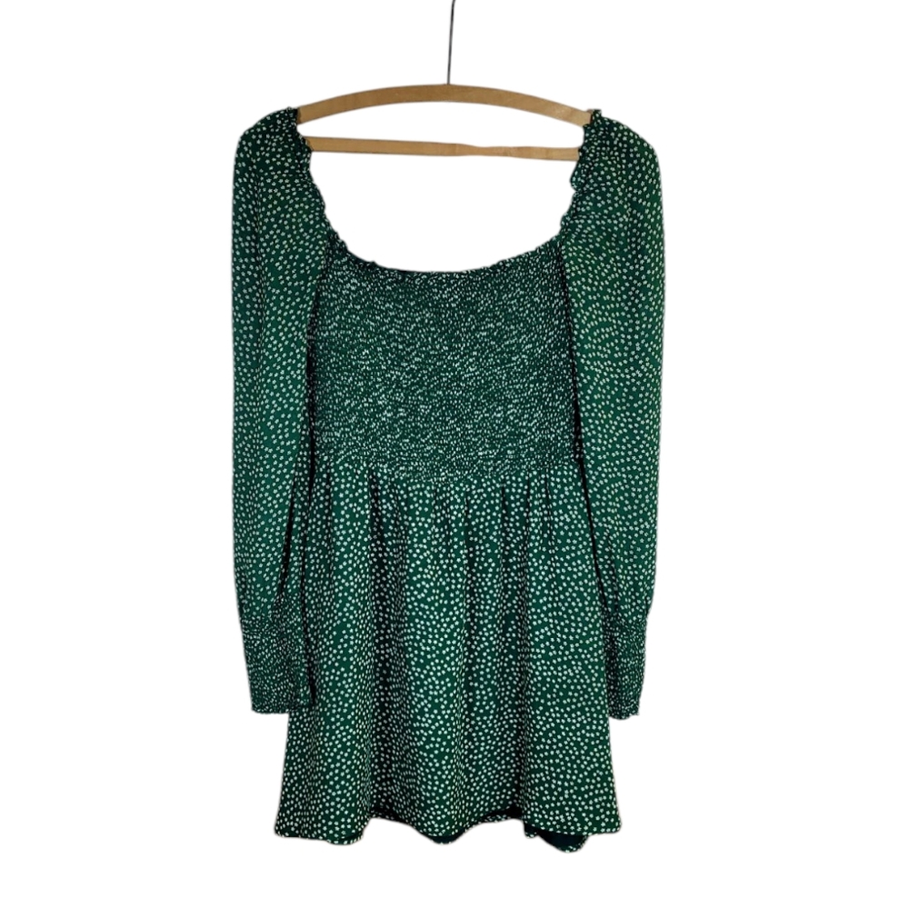 REFORMATION Wyoming Kelli Green White Floral Smocked Micro Mini Dress Small - Picture 3 of 14